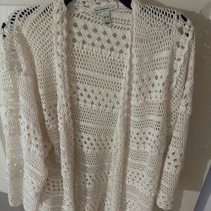 Isaac Mizrahi Live! Crochet Open-Front Cardigan – White